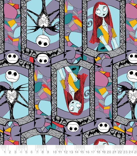 Disney® Nightmare Before Christmas Jack & Sally Stained Glass Fleece Fabric